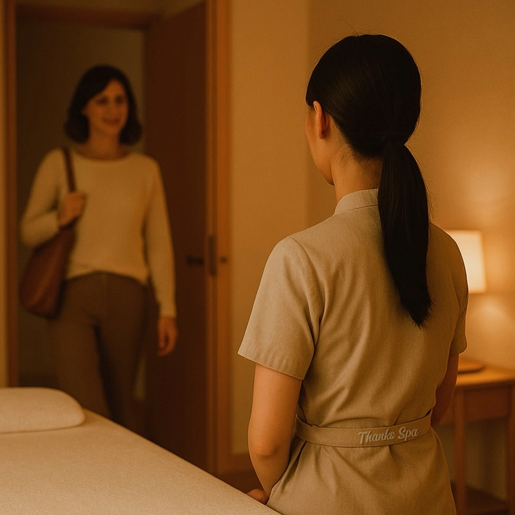 Massage room at Thanks Spa reflecting its calming founding vision in Mount Prospect