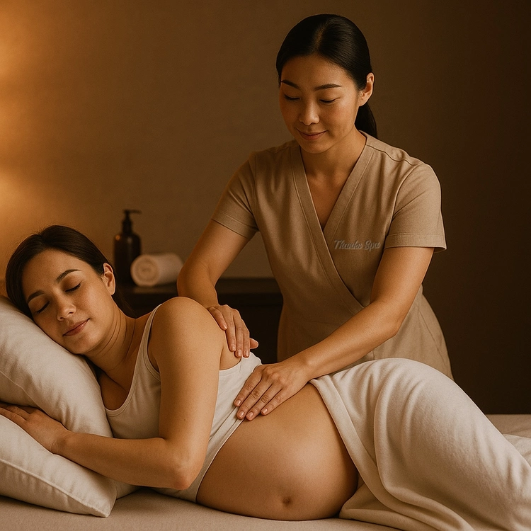 Prenatal massage arranged for comfort and support