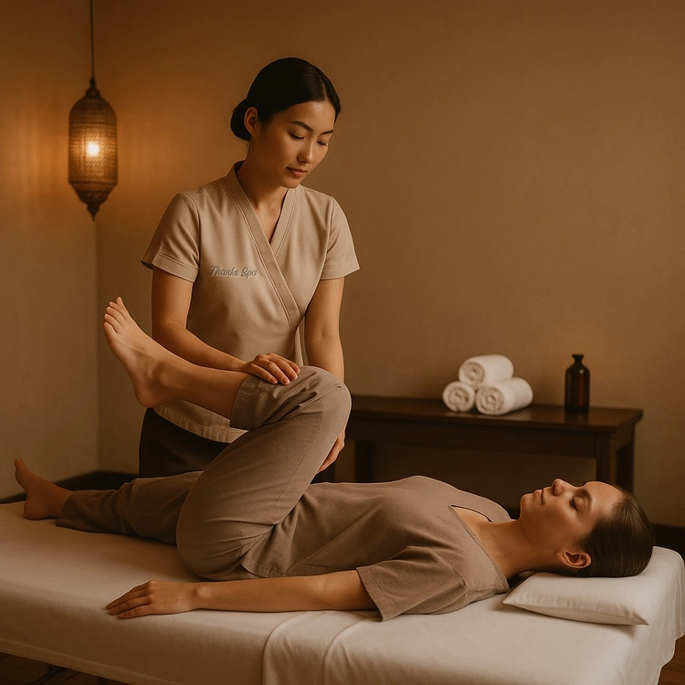 Thai yoga massage with assisted stretching